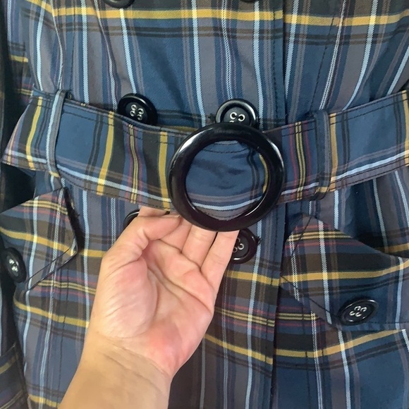 SMART Set navy blue and yellow plaid jacket size L - Picture 7 of 15